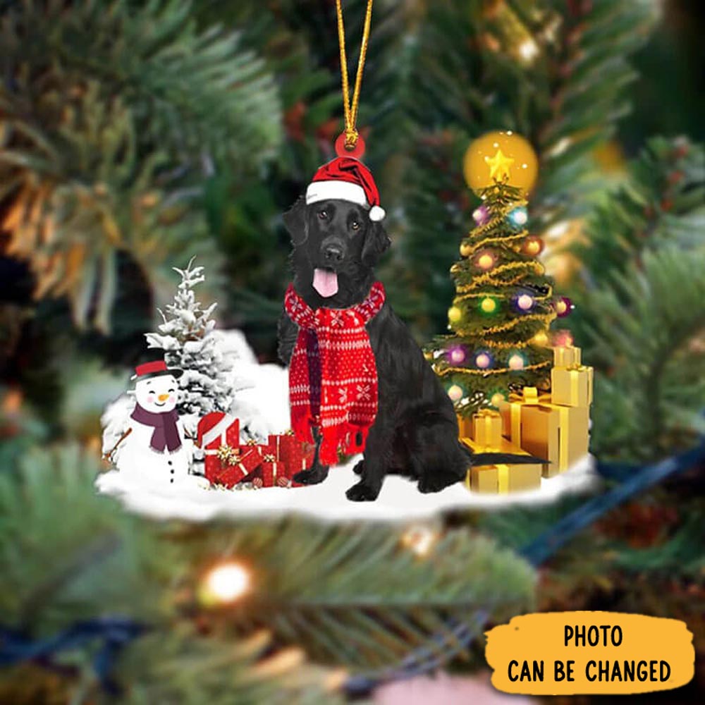 Personalized Flat Coat Retrievers Christmas Ornament Joyful Holiday Season Ornament Gift