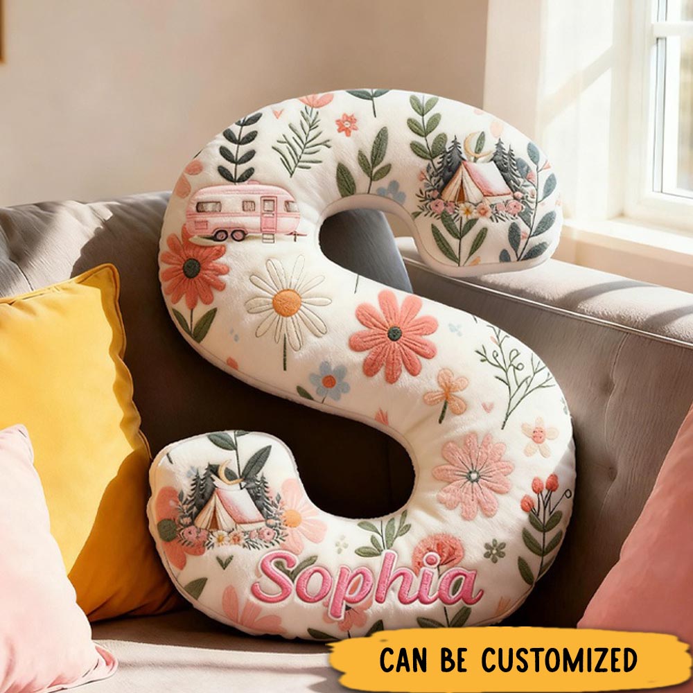 Personalized Floral Camping Pillow Curious Nature Lovers Pillow Gift for Nature Outdoor Enthusiasts