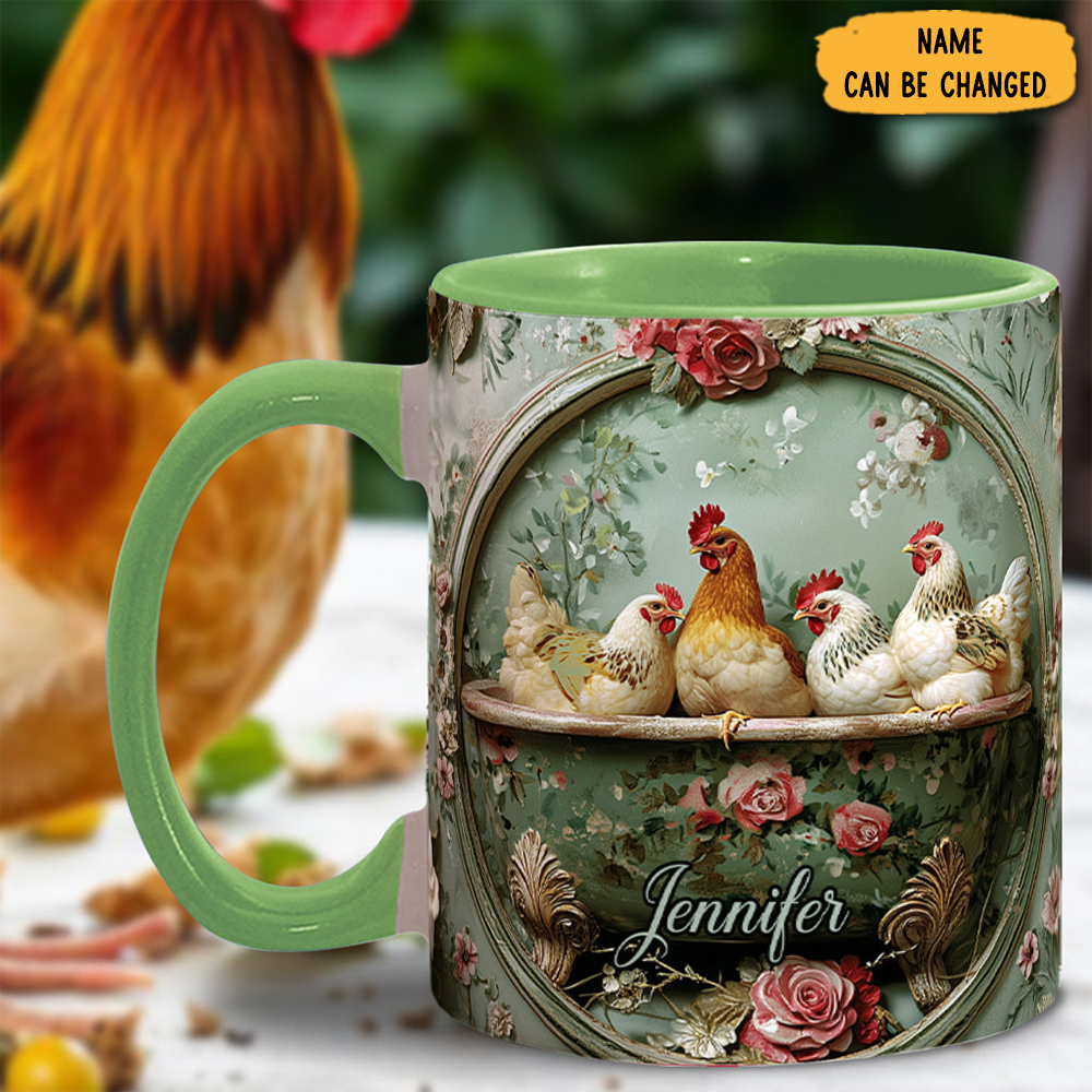 Personalized Floral Chicken Mug Chicken Coffee Mug Christmas Gifts Ideas