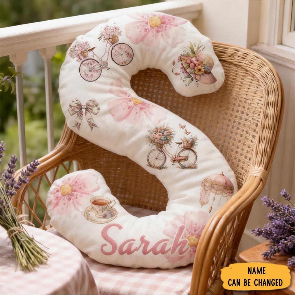 Personalized Floral Cycling Letter Pillow Graphic 3d Print Funny Letter Pillow Name Pillow Comfortable Travel Cushion For Riders Riding Lovers