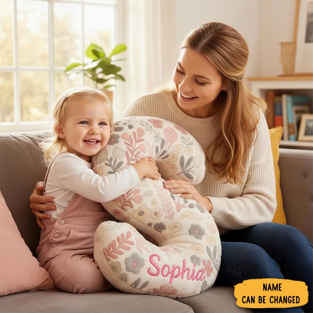 Personalized Floral Letter Pillow With Name Graphic 3d Print Custom Double Sided Pillow Gift For Kids Gardening Lovers Gift-1