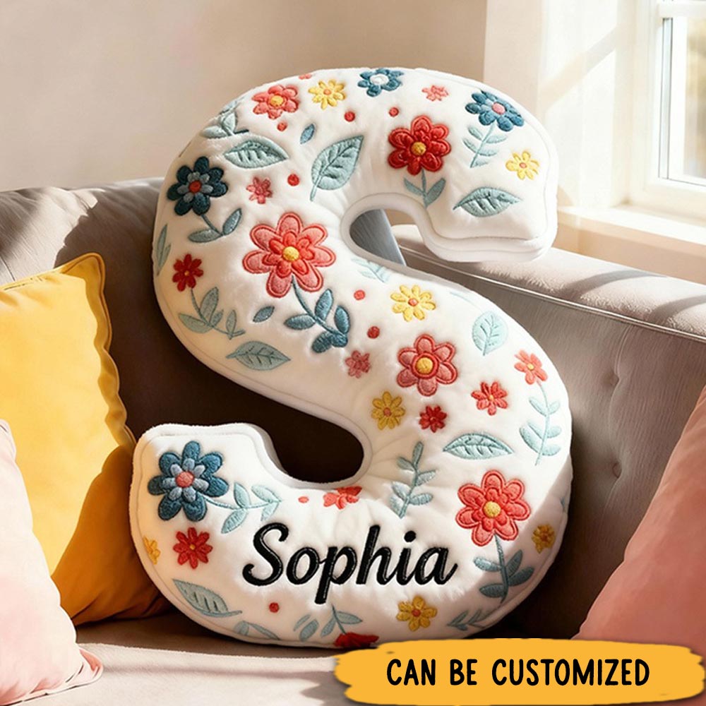 Personalized Floral Letter Pillow with Name Graphic 3D Print Custom Double Sided Pillow Gift for Kids Gardening Lovers Gift