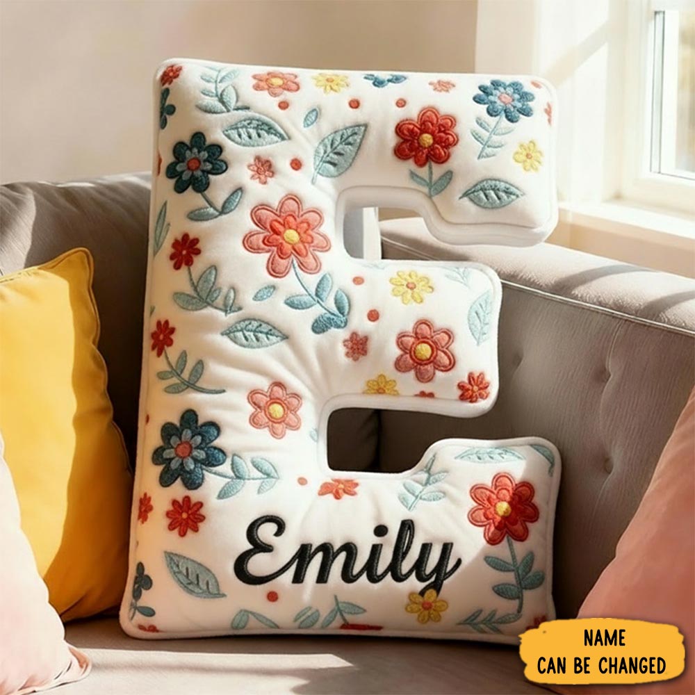 Personalized Floral Letter Pillow With Name Graphic 3d Print Custom Double Sided Pillow Gift For Kids Gardening Lovers Gift