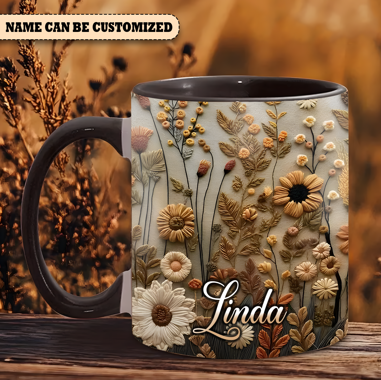 Personalized Floral Mug Flowers Accent Mug.png Best Nature Gift Ideas