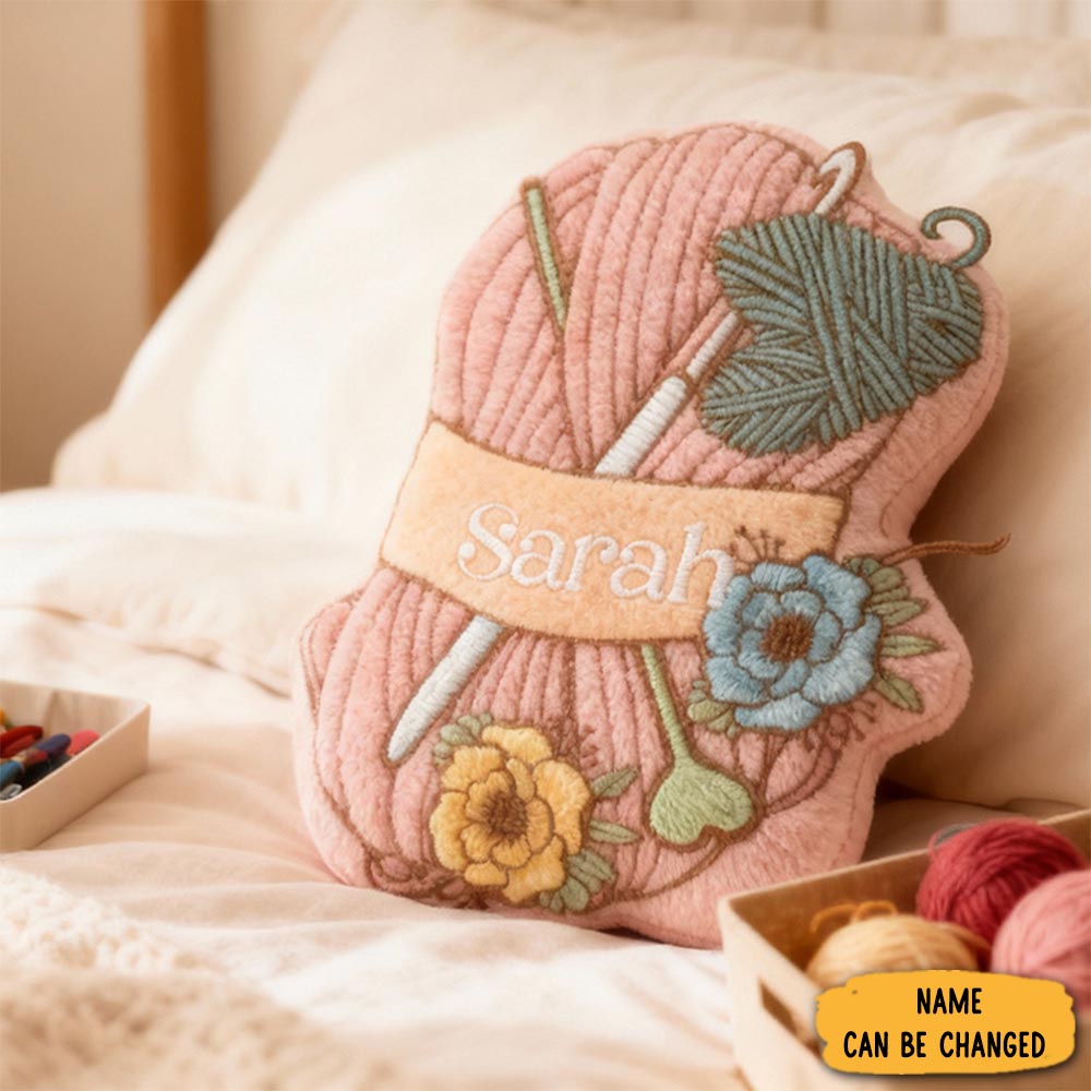 Personalized Floral Yarn Graphic 3d Print Skein Pillow With Custom Name Gift For Knitters