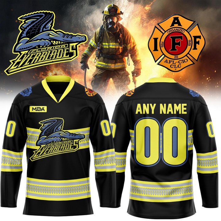 Personalized Florida Everblades x Fire Department Hockey Jersey Gifts For Ice Hockey Fans