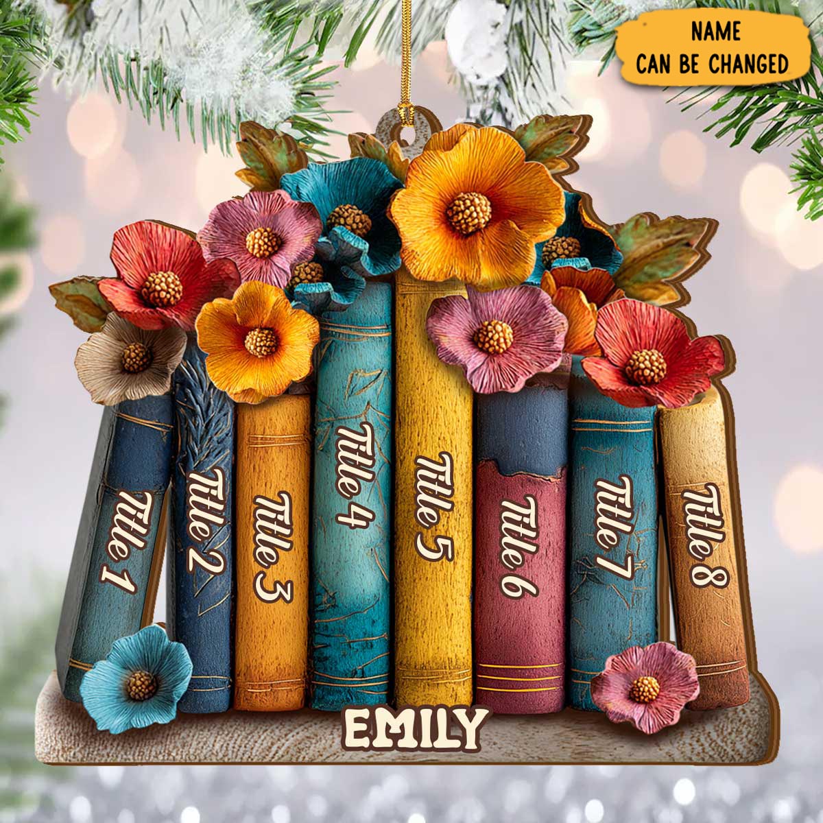 Personalized Flower Book Christmas Ornament Christmas Tree Decor Presents For Readers