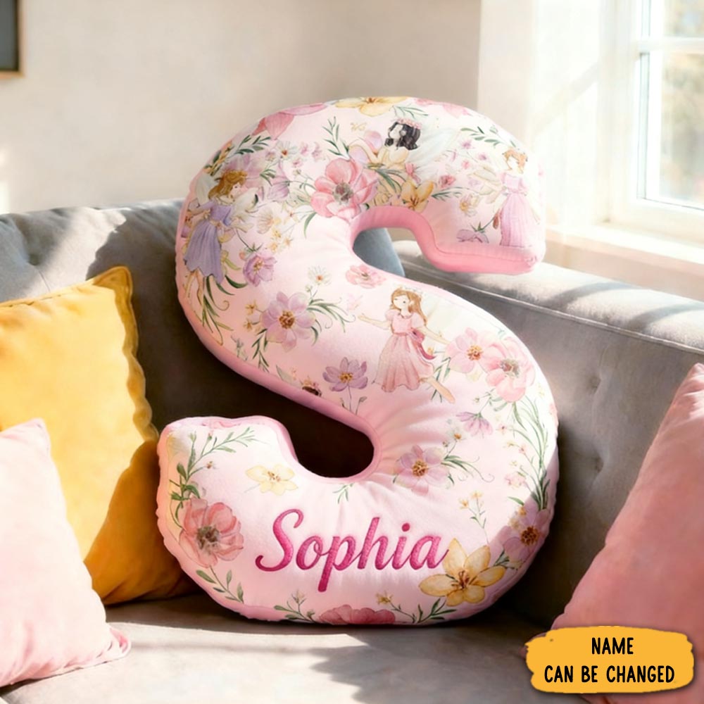 Personalized Flower Fairy Initial Name Pillow Christmas Gift For Kids