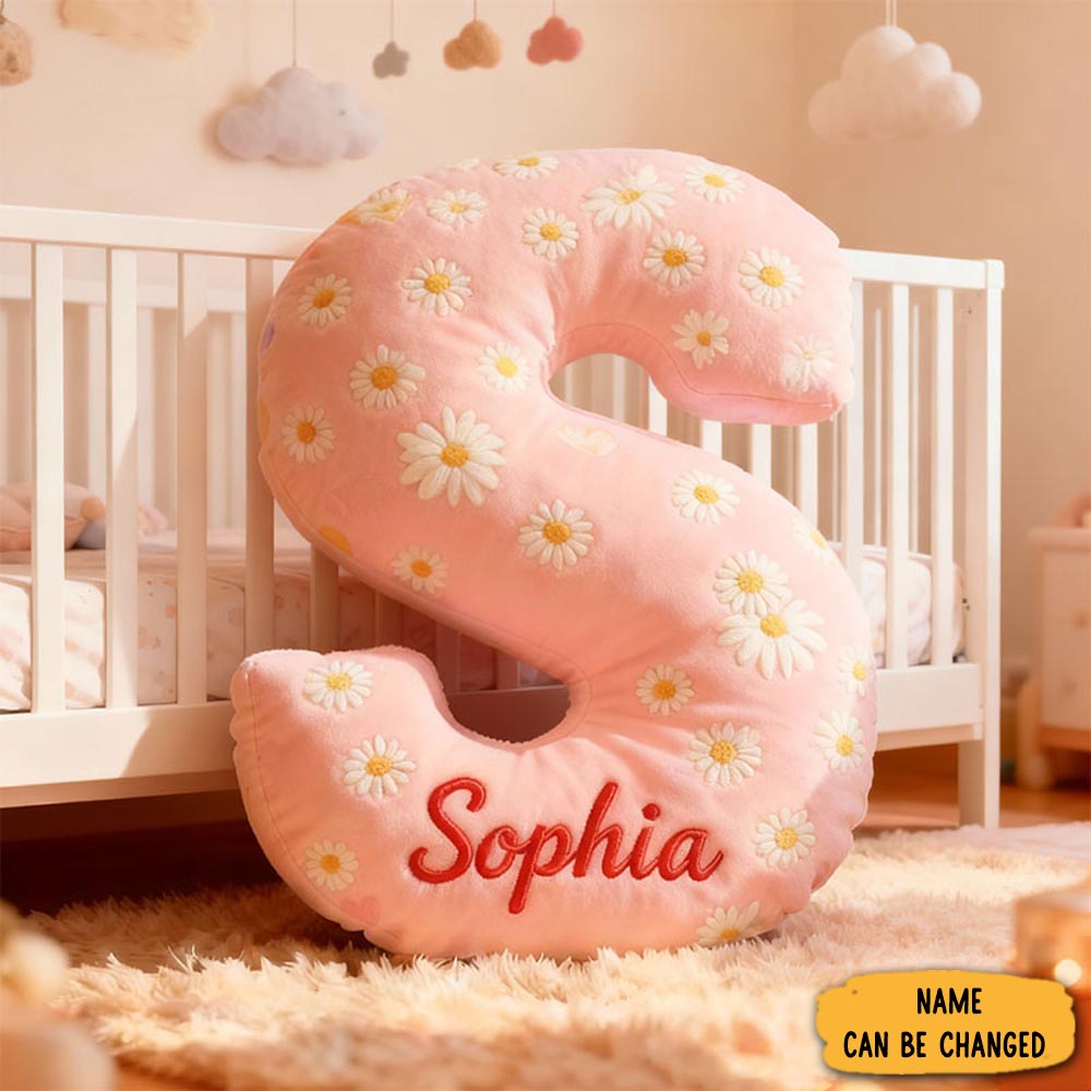 Personalized Flower Girl Daisy Flower Letter Pillow Custom Girl Name Cushion Wedding Gift For Flower Girl Christmas Gift For Girlfriend Wife