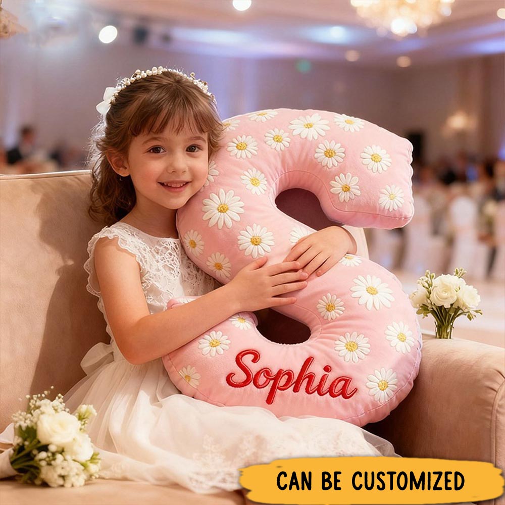 Personalized Flower Girl Daisy Flower Letter Pillow Custom Girl Name Cushion Wedding Gift for Flower Girl Christmas Gift for Girlfriend Wife