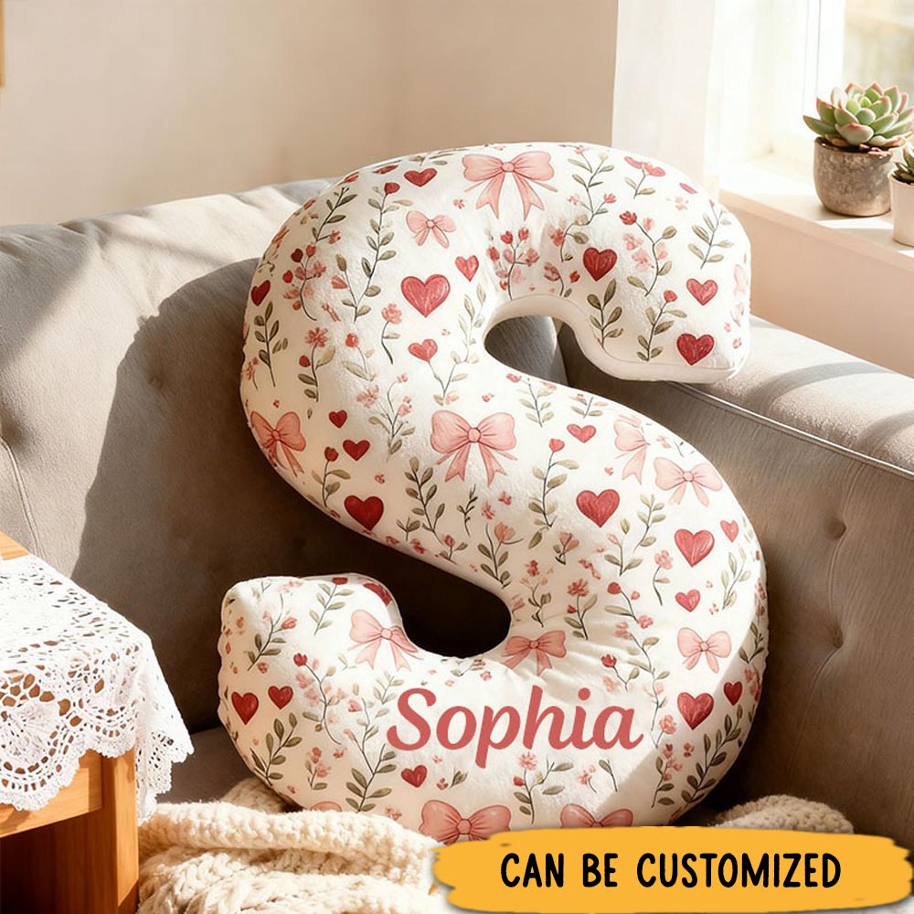 Personalized Flower Girl Floral Initial Pillow Home Decor Pillow Flower Girl Christmas Pillow
