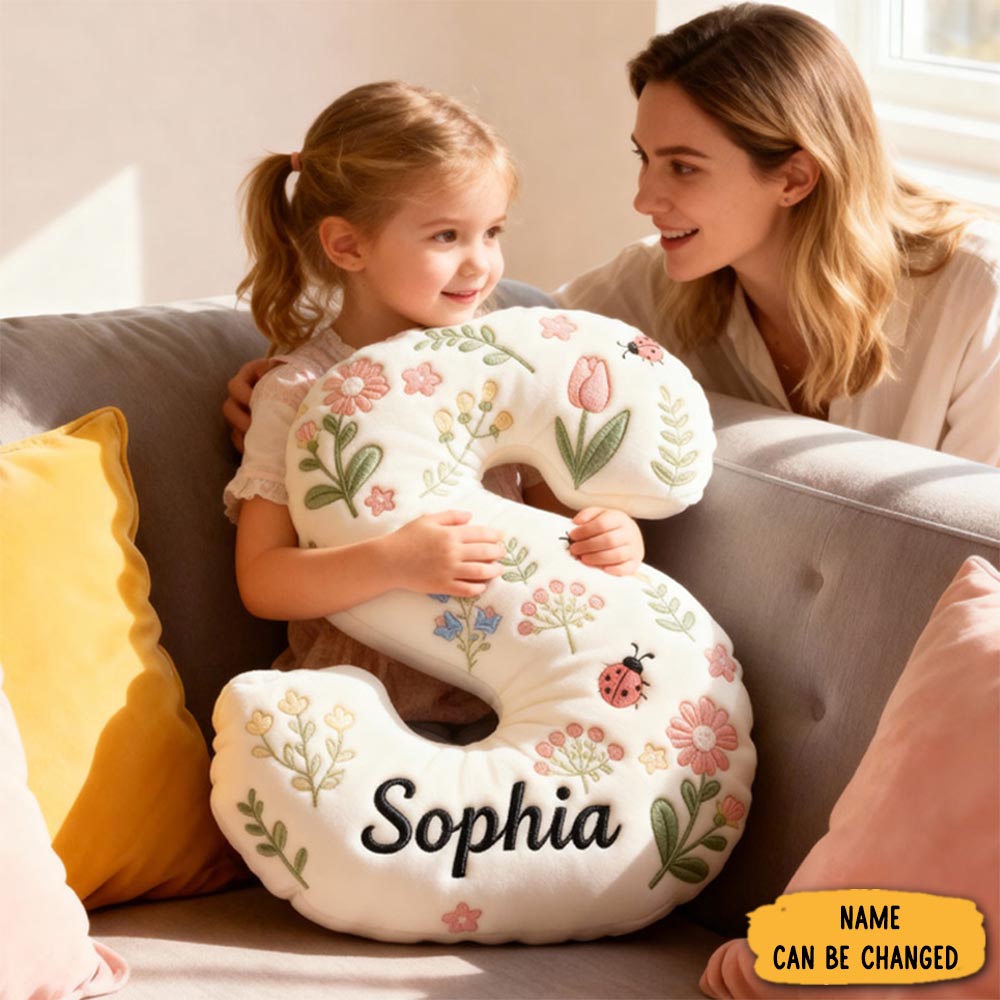 Personalized Flower Letter Pillow Graphic 3d Print Pillow Custom Name Pillow For Kids Gardening Lovers Gift