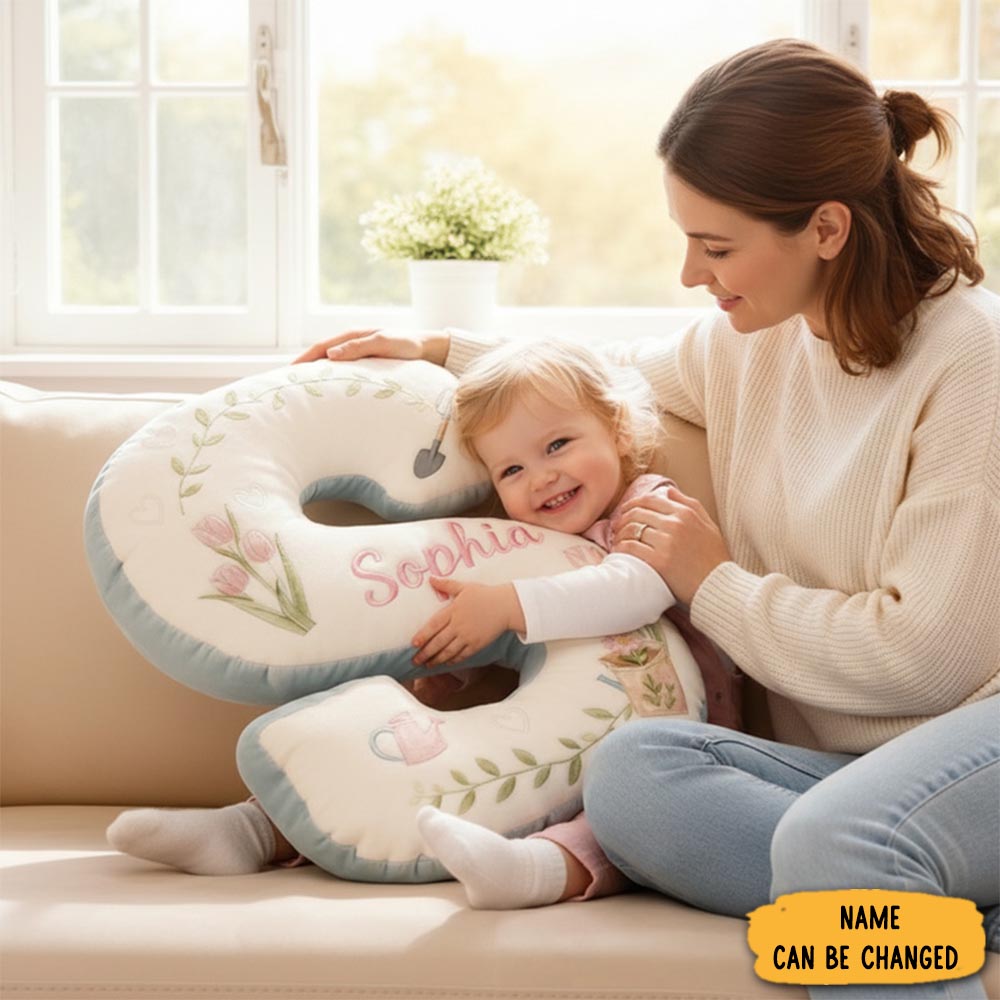 Personalized Flower Letter Pillow With Name Graphic 3d Print Custom Double Sided Pillow Gift For Kids Gardening Lovers Gift-1