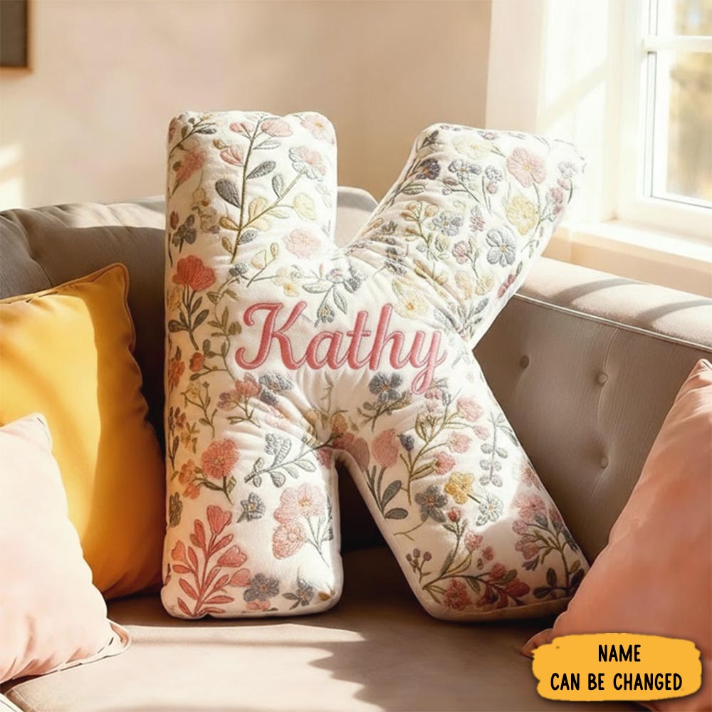 Personalized Flower Letter Pillow With Name Graphic 3d Print Custom Double Sided Pillow Gift For Kids Gardening Lovers Gift