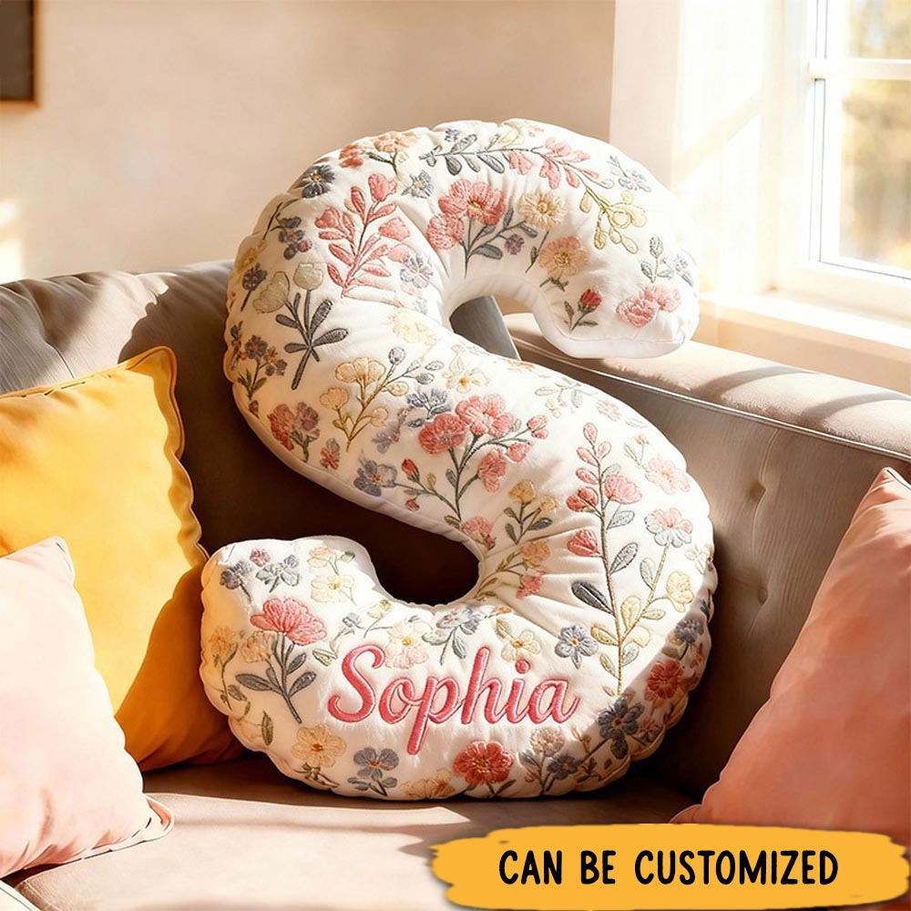Personalized Flower Letter Pillow with Name Graphic 3D Print Custom Double Sided Pillow Gift for Kids Gardening Lovers Gift