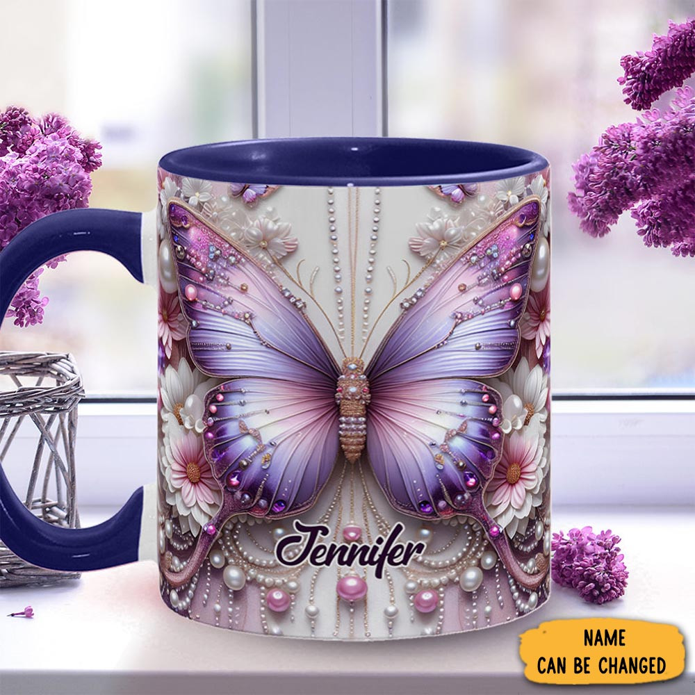 Personalized Flowers And Butterflies Mug Butterfly Coffee Mug Floral Design Unique Gift Ideas