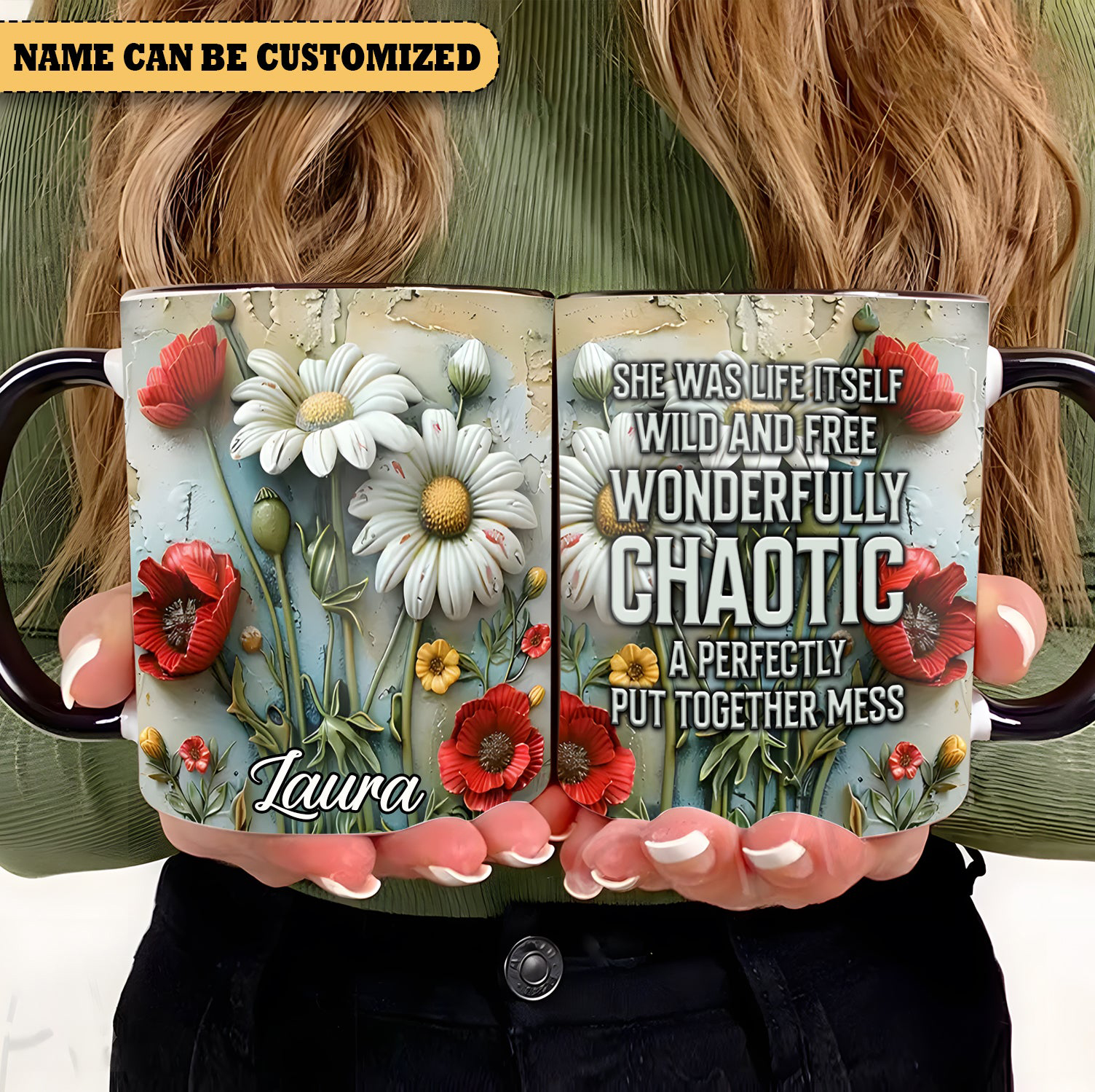 Personalized Flowers Garden Mug She Was Life Itself Wild And Free Mug Christmas Gifts For Her