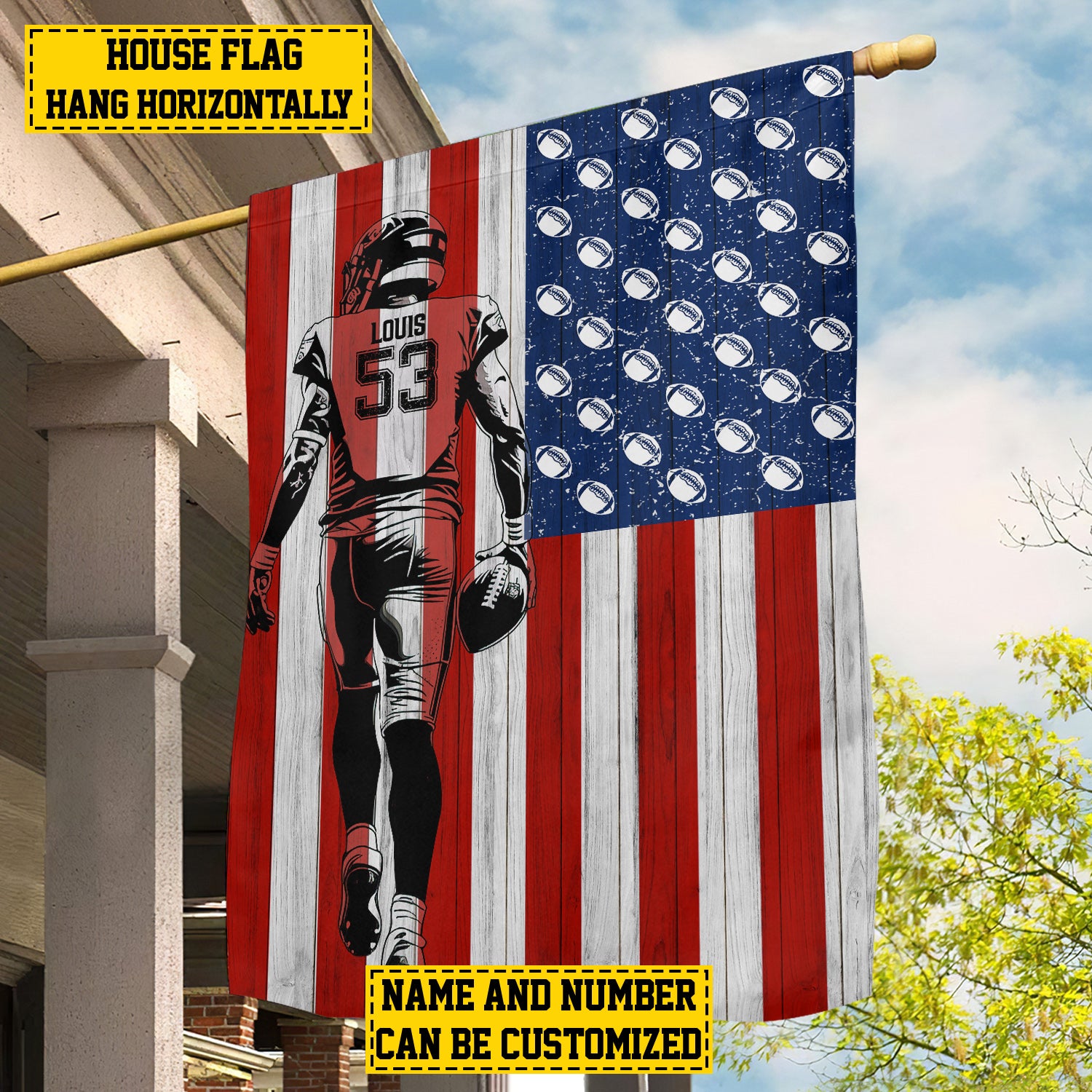 Personalized Football Boy American Garden Flag Patriotic Football Usa Gift For Football Lovers