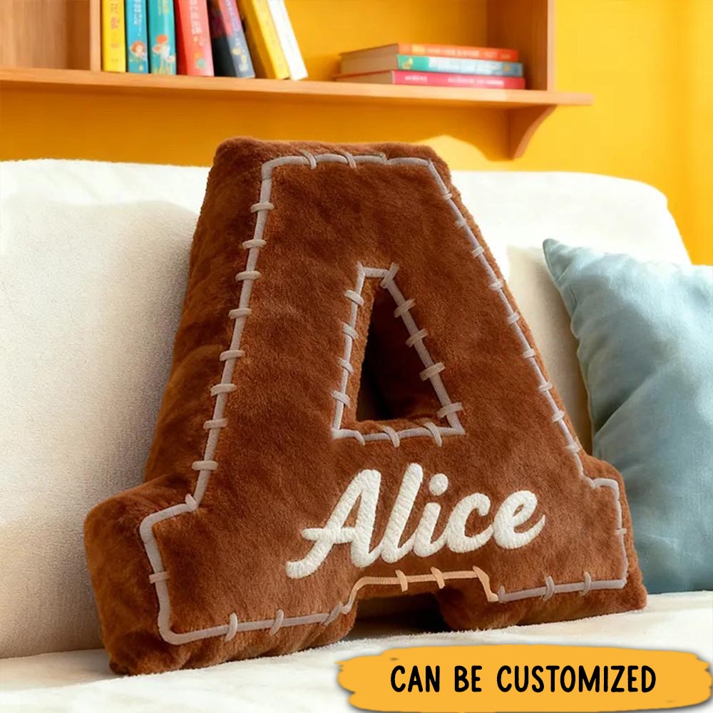 Personalized Football Letter Shaped Pillow Perfect Gift for Sports Enthusiasts