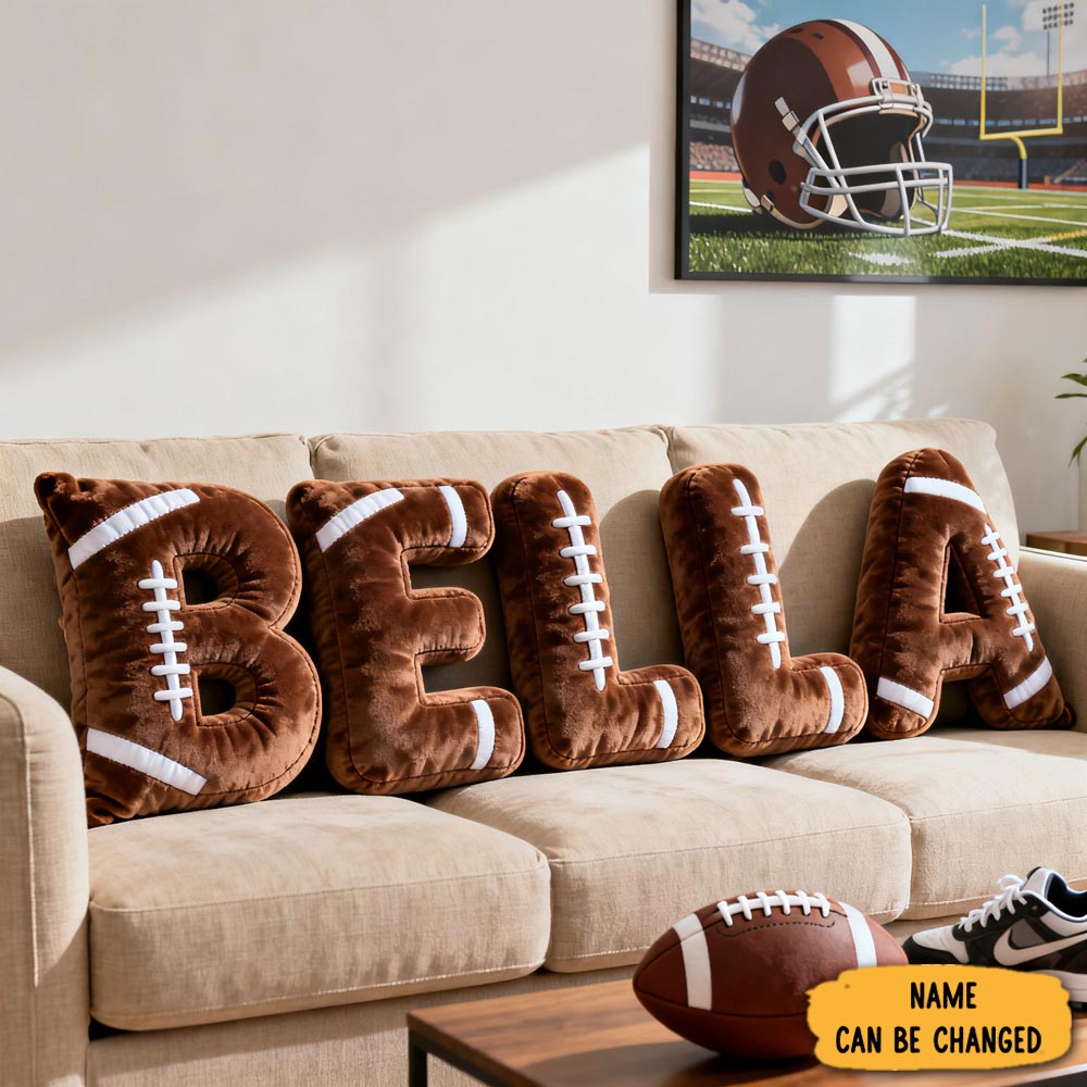 Personalized Football Name Pillow Interior Decor Sofa Accent Christmas Gifts For Him