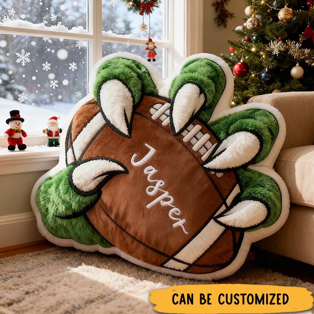 Personalized Football Pillow with Beast Claw Design and Custom Name for Kids and Football Enthusiasts Christmas Gifts