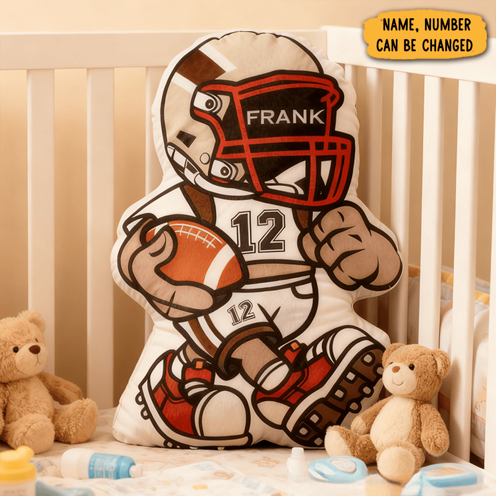 Personalized Football Player Pillow With Custom Name And Number Design