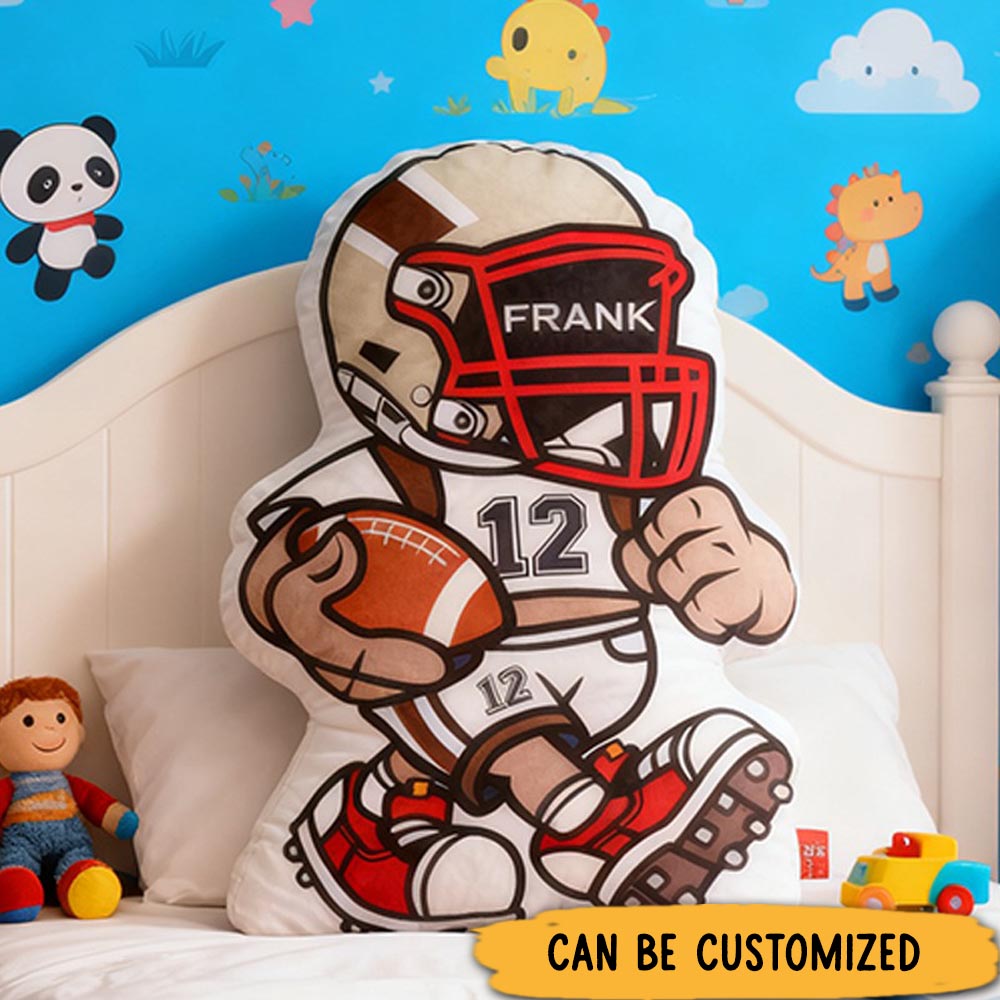 Personalized Football Player Pillow with Custom Name and Number Design