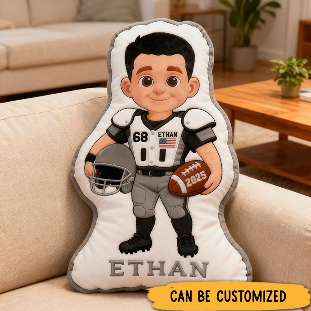 Personalized Football Player Pillow with Custom Name Number and Year