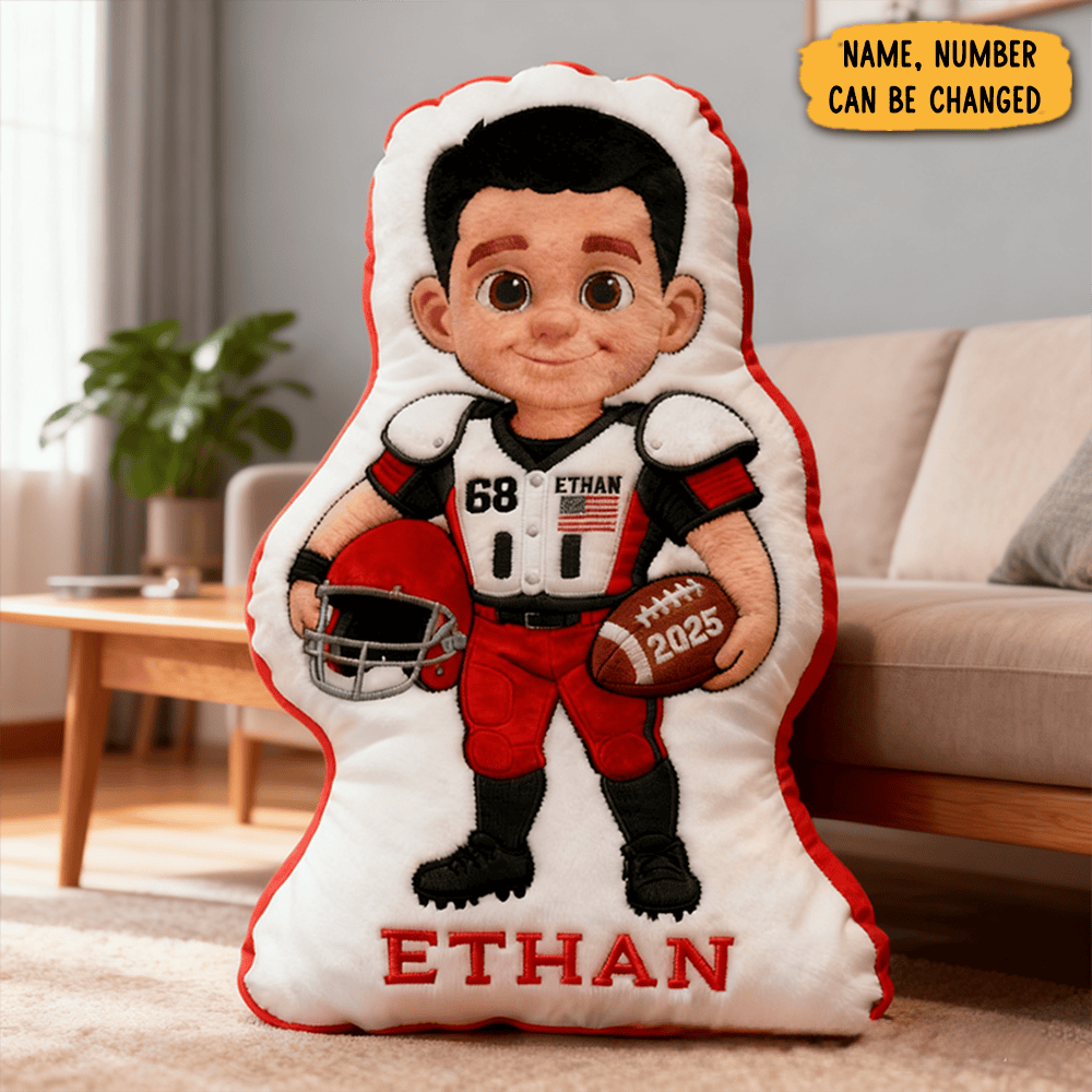 Personalized Football Player Pillow With Custom Name Number And Year