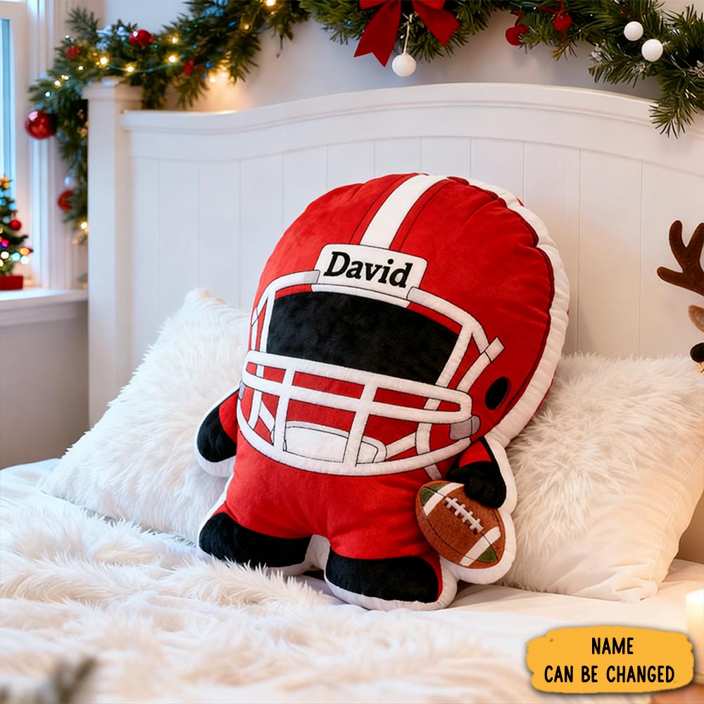 Personalized Football Player Pillow With Custom Name Perfect For Christmas