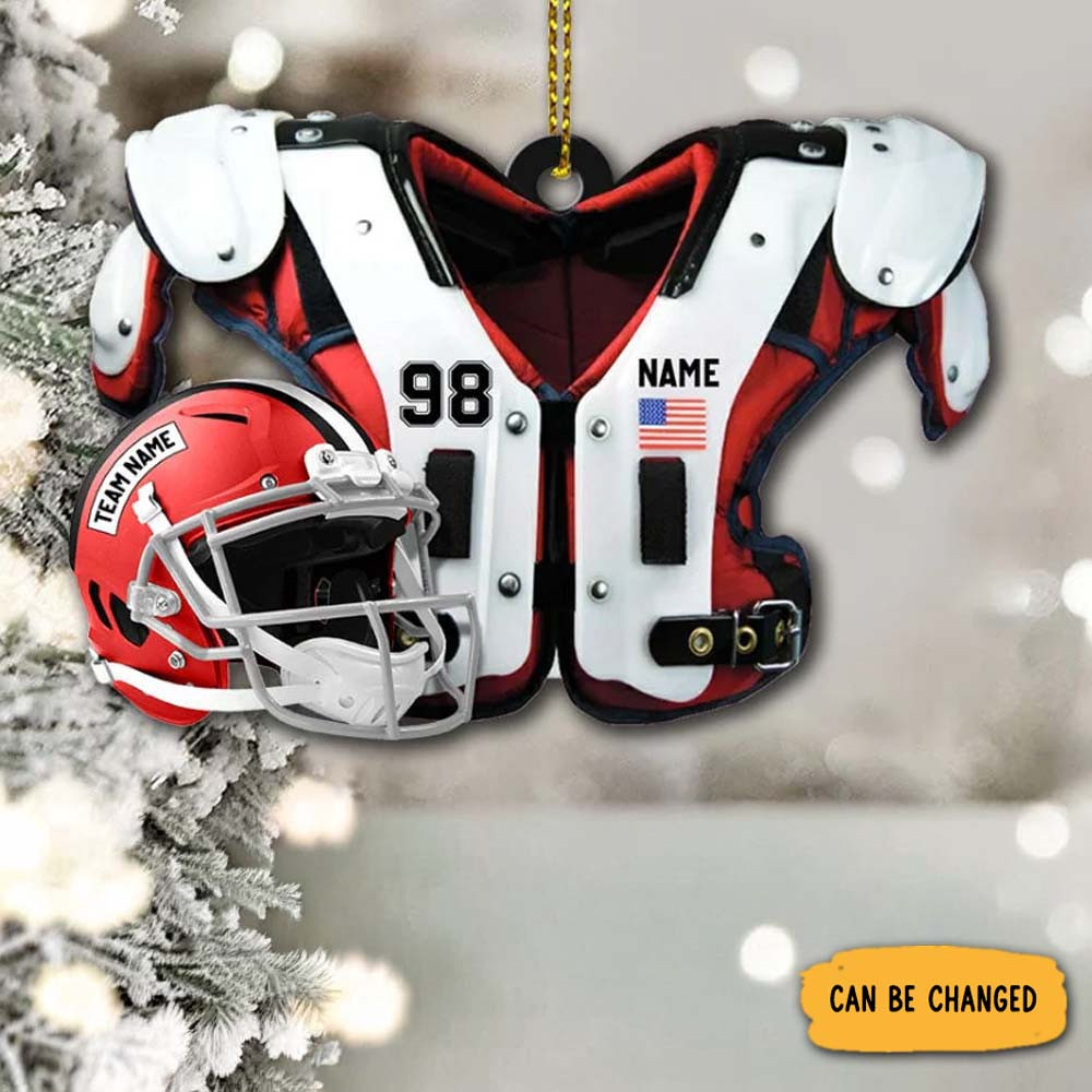 Personalized Football Shoulder Pads Helmet Christmas Ornament Sport Themed Xmas Decor
