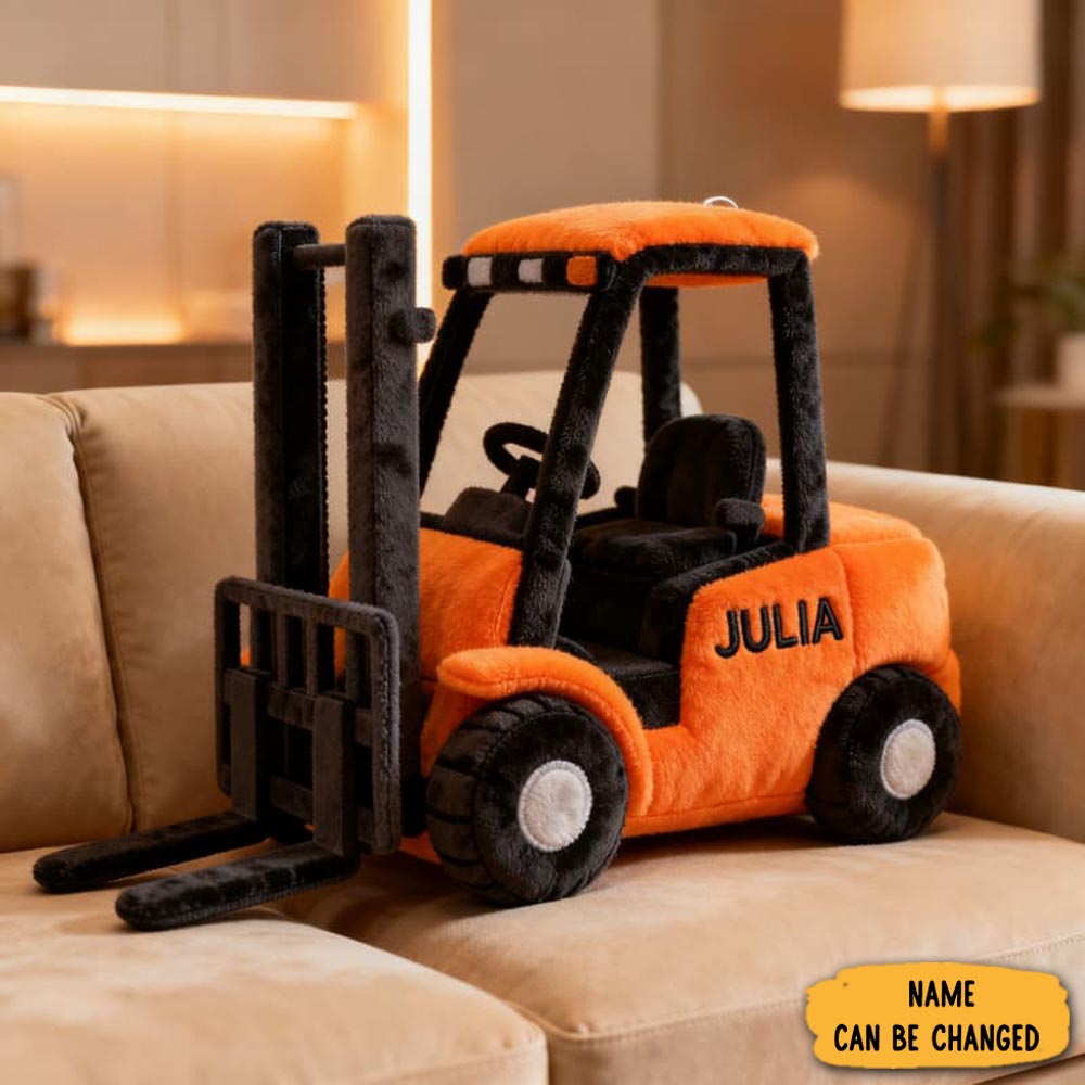 Personalized Forklift Pillow Construction Themed Sofa Accent Gifts For Him