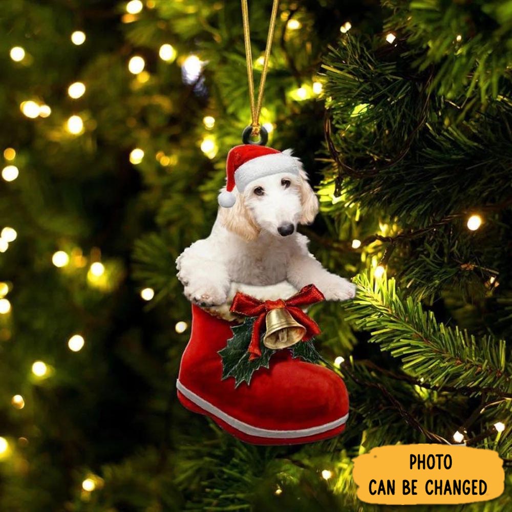 Personalized Fox Terrier In Santa Boot Christmas Hanging Ornament Heartfelt Ornament Gift For Mom