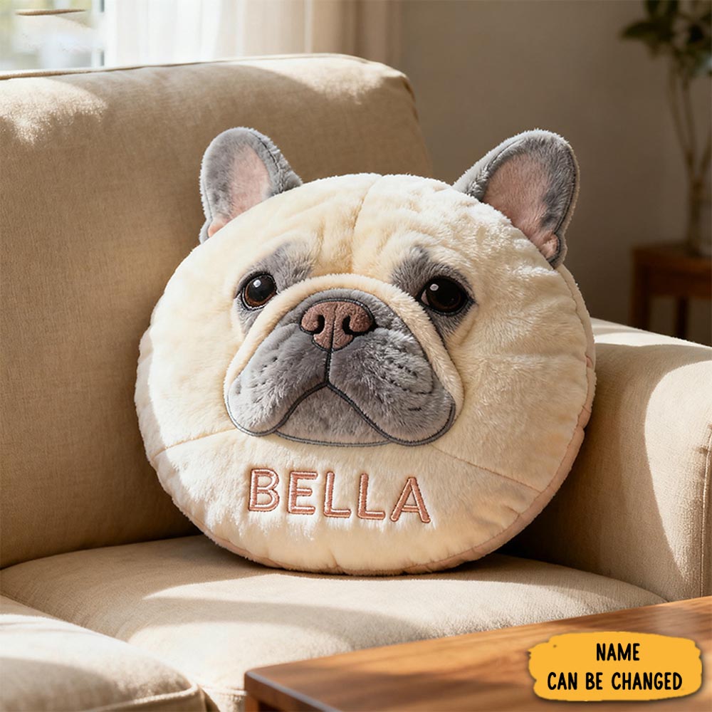 Personalized French Bulldog Big Head Pillow Interior Decor Throw Pillows Dog Gifts Ideas