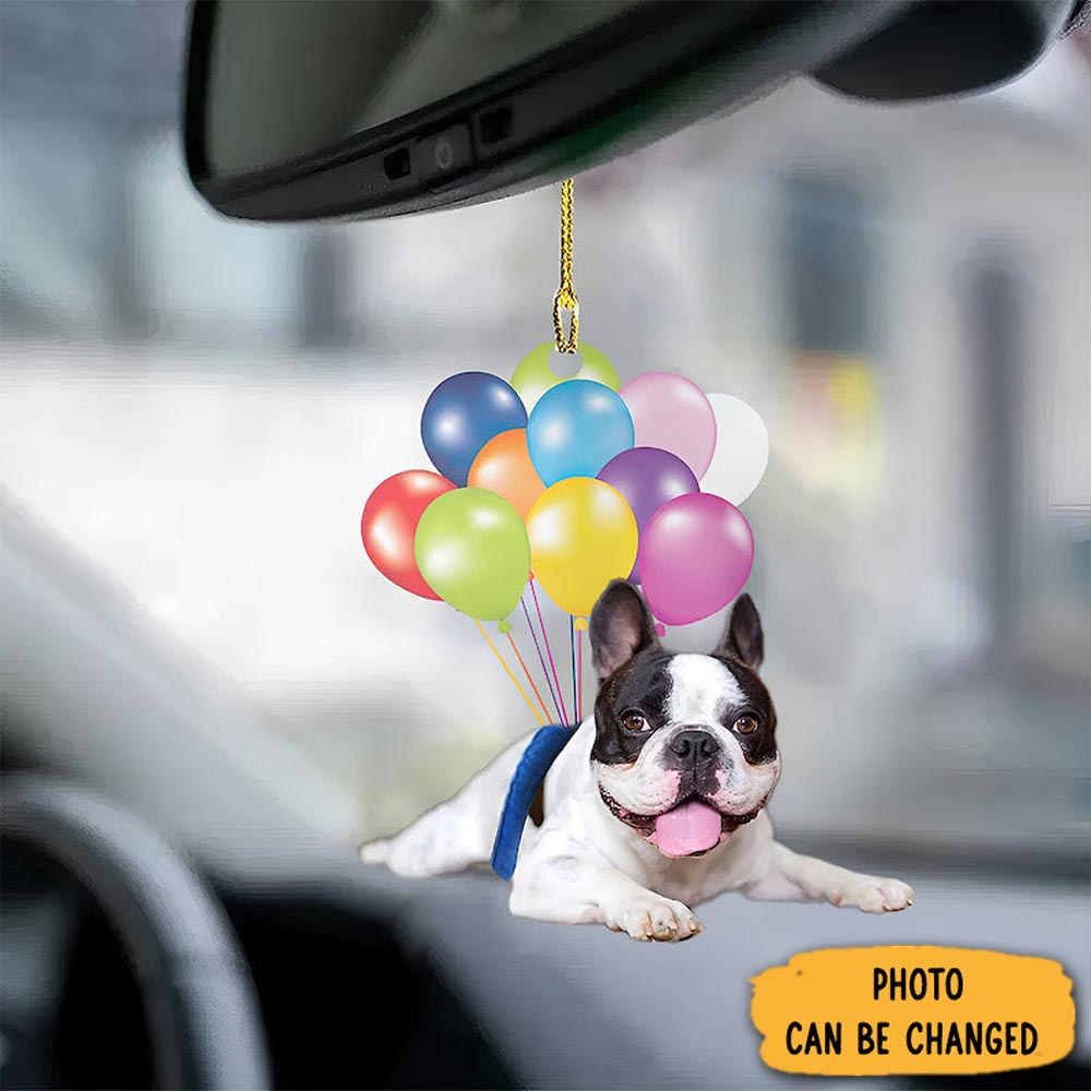 Personalized French Bulldog Fly With Bubbles Car Hanging Ornament Magical Christmas Tree Ornament
