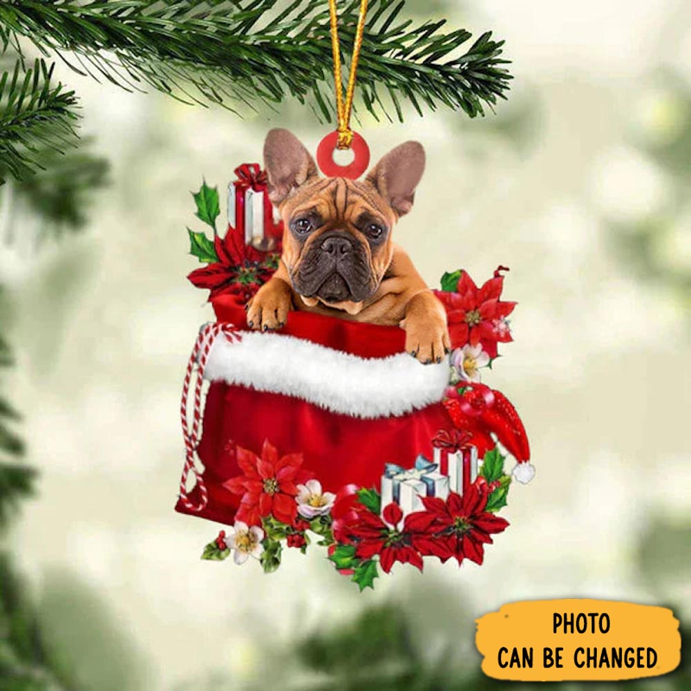 Personalized French Bulldog In Gift Bag Christmas Ornament Heartwarming Family Ornament Keepsake