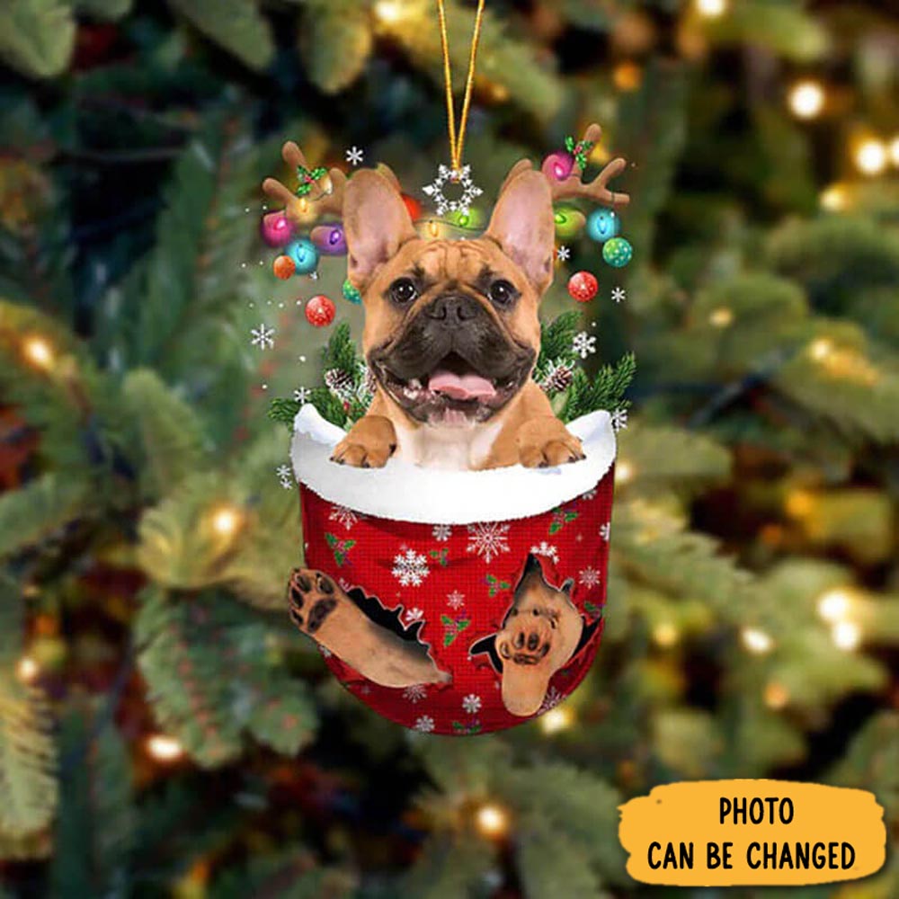 Personalized French Bulldog In Snow Pocket Christmas Ornament Meaningful Christmas Ornament Gift