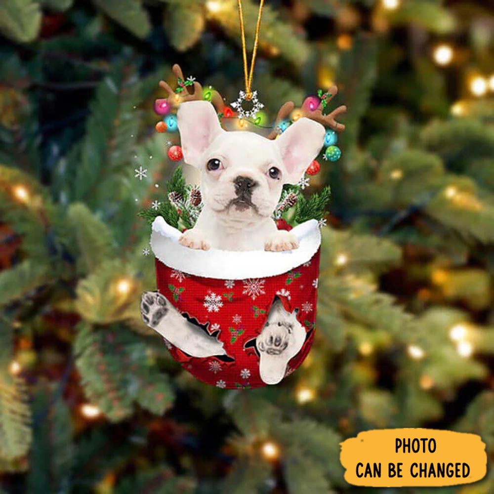 Personalized French Bulldog In Snow Pocket Christmas Ornament Timeless Ornament For Holiday Memories