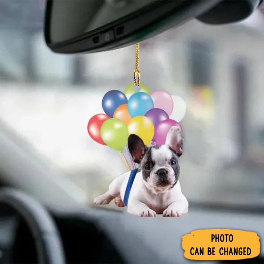 Personalized French Bulldog Puppy Fly With Bubbles Car Hanging Ornament Perfect Christmas Ornament Gift