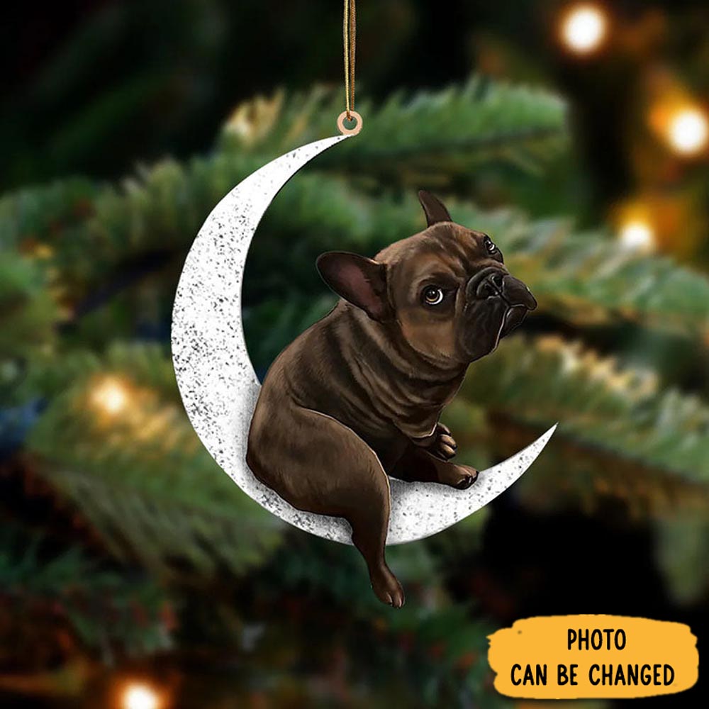 Personalized French Bulldog Sit On The Moon Ornament Heartwarming Holiday Ornament Gift