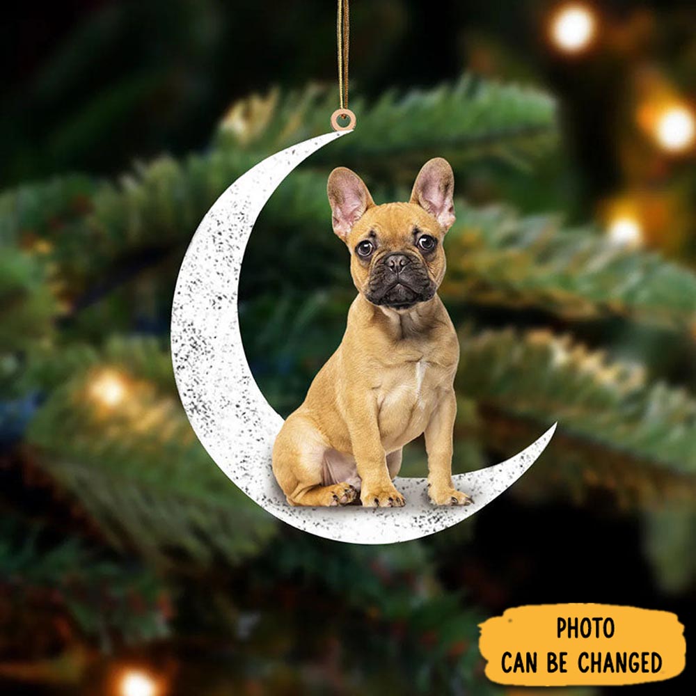 Personalized French Bulldog Sit On The Moon Ornament Lovely New Year Ornament Keepsake