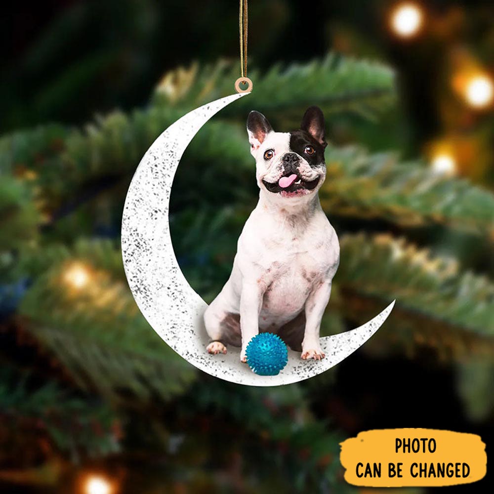 Personalized French Bulldog Sit On The Moon Ornament Thoughtful Valentine Ornament Gift