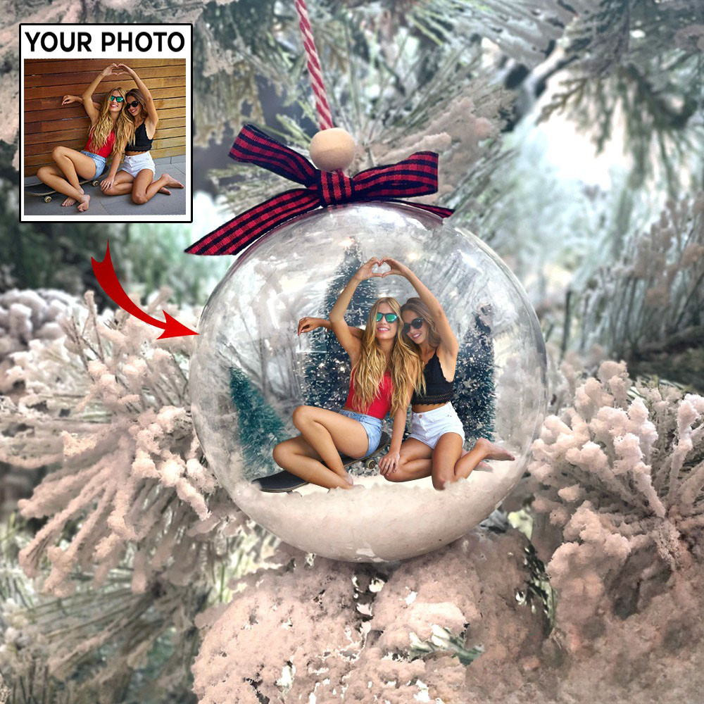 Personalized Friendship Photo Snowball Ornament Best Friend Christmas Ornament Gifts