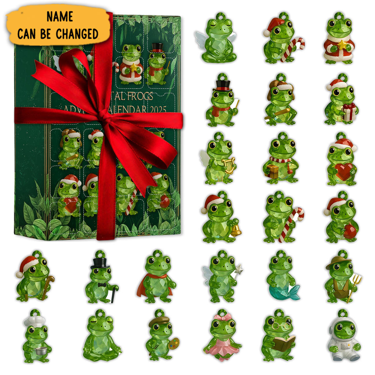 Personalized Frog Advent Calendar Xmas Decor Animal Advent Calendar Frog Lover Christmas Gifts