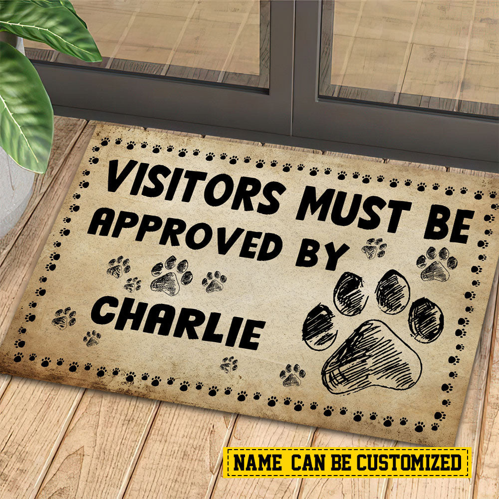 Personalized Funny Dog Doormat Visitors Must Be Approved By Doormat For Home Decor Housewarming Gift Welcome Mat Gift For Dog Lovers