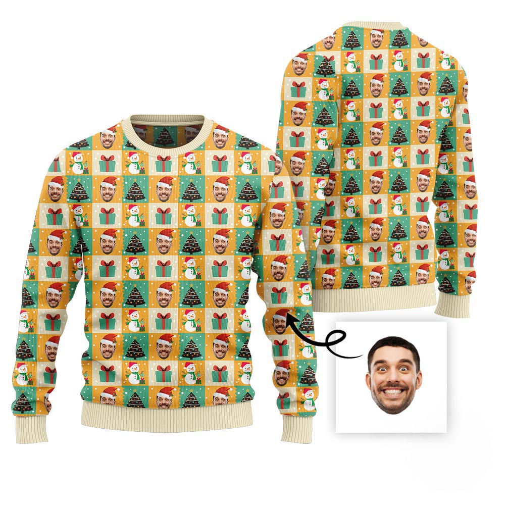 Personalized Funny Face Ugly Christmas Sweater Ugly Christmas Sweaters For Sale