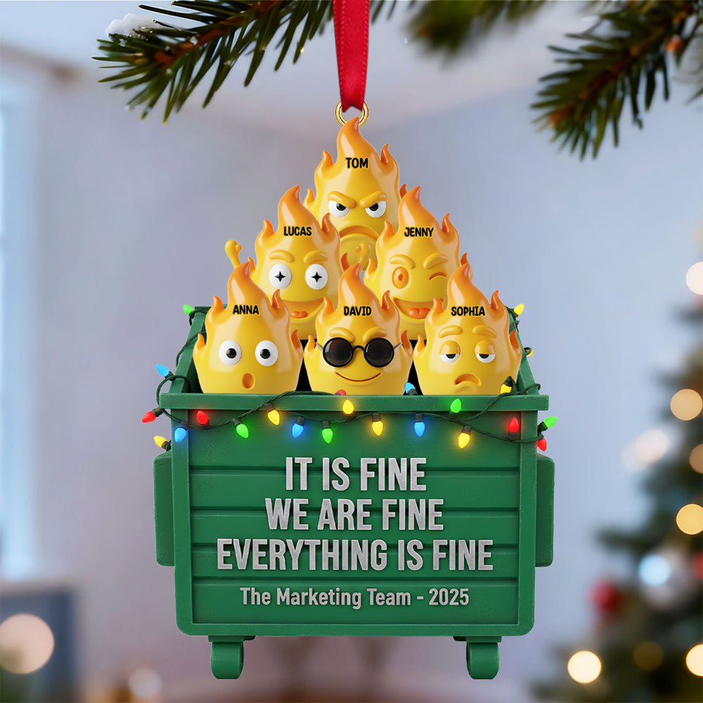 Personalized Funny Gifts For Coworkers Christmas Dumpster Fire Ornament - Christmas Ornament Gift Idea