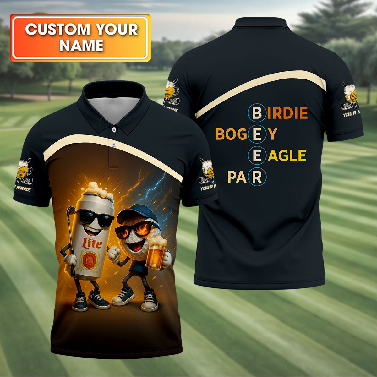 Personalized Funny Golf And Beer Polo Shirt Great Gold Shirt Present Idea For Husband