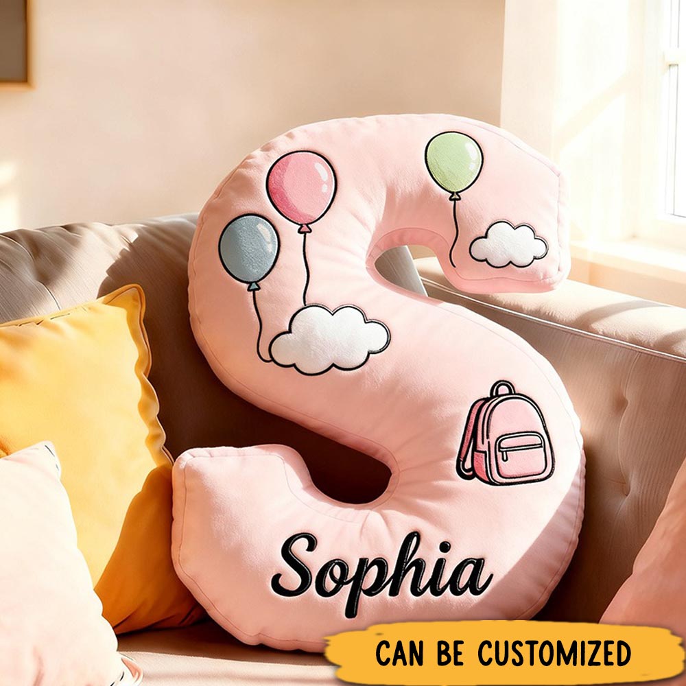 Personalized Funny Pillow Christmas Graphic 3D Print Backpacking Balloon Letter Customized Name Gift for Kids