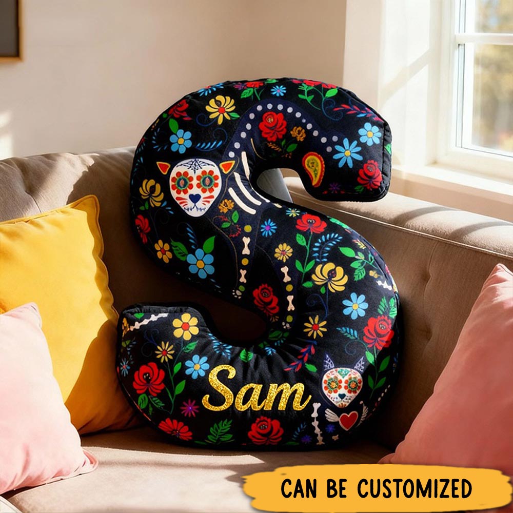 Personalized Funny Pillow Christmas Graphic 3D Print Cempasï¿½chil Cat The Day of the Dead Holiday with Custom Name